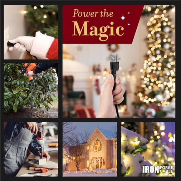 2 Pack Outdoor Extension Cord 15 ft, 16/3 SJTW Heavy Duty Black Extension Cord - Picture 5 of 7